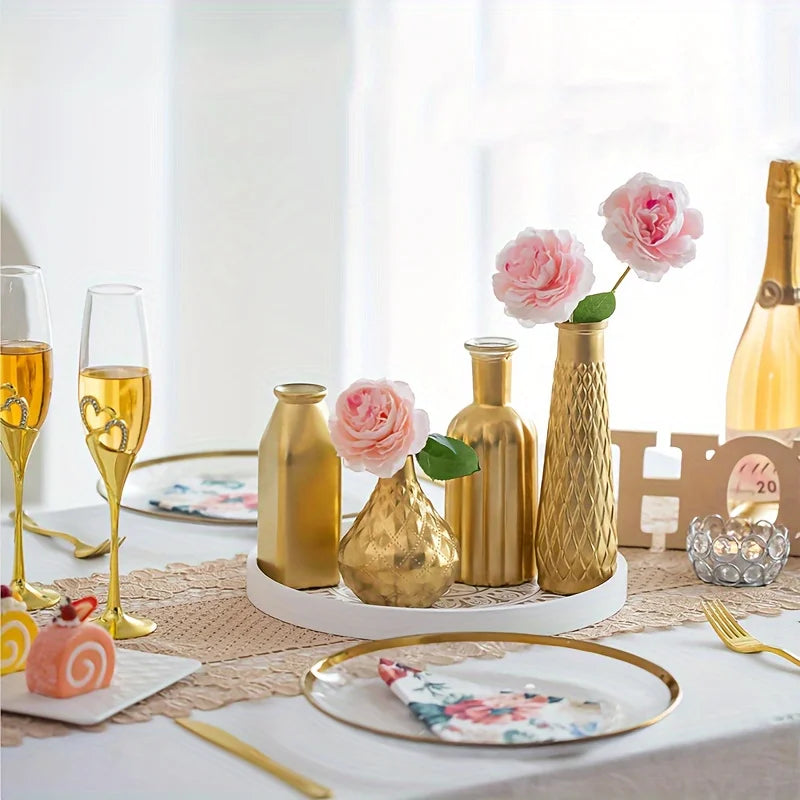 Gold Glass Vase Centerpiece Decoration