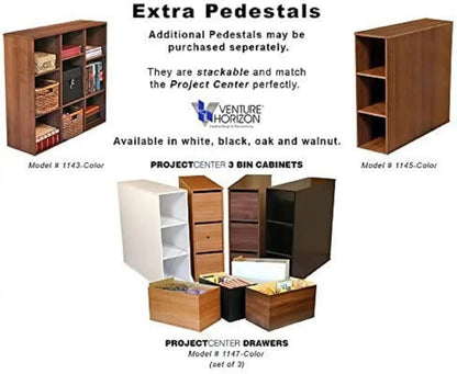 Project Center Desk with Two 9-Cubby Bookcase Sides