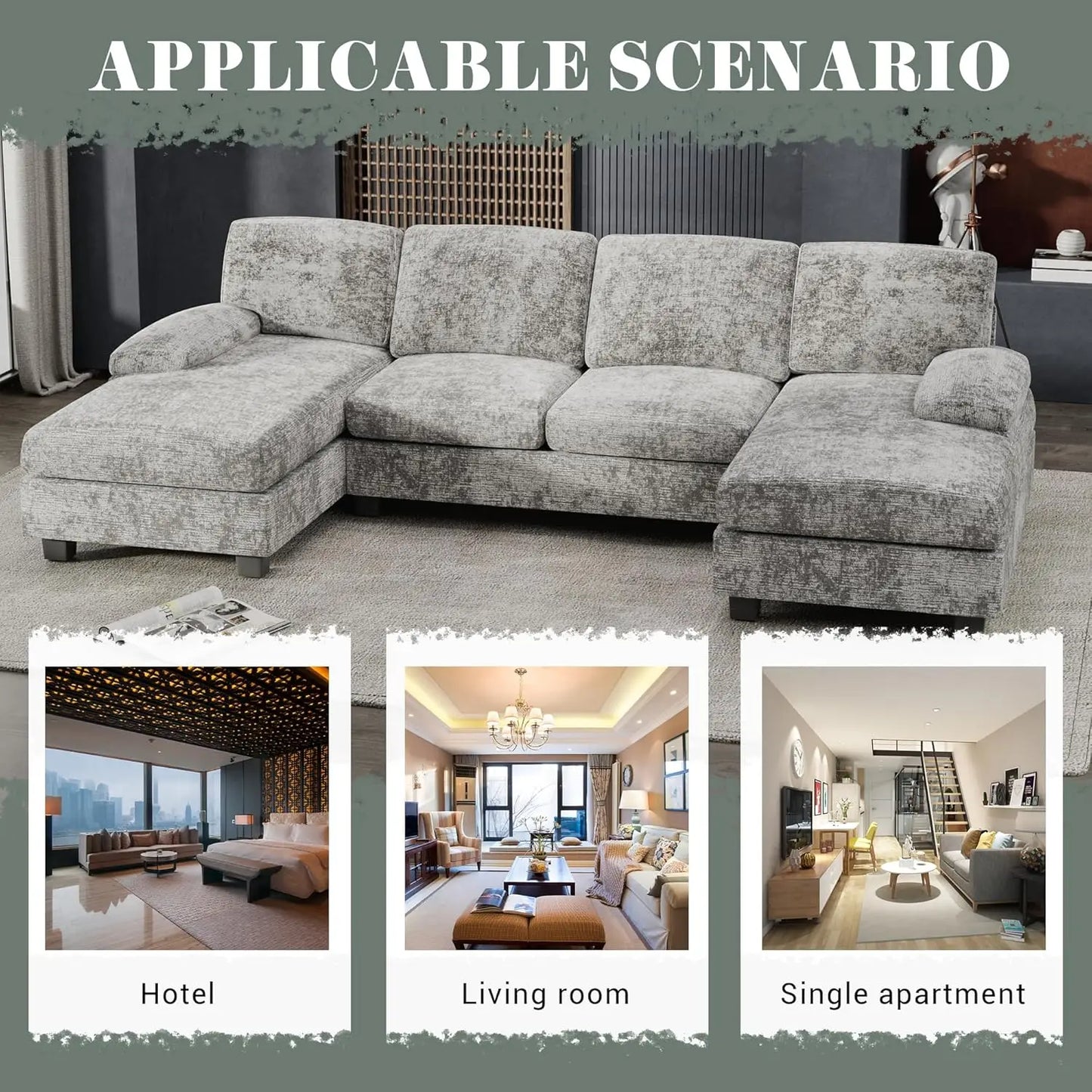 Convertible Sectional Sofa with Double Chaise