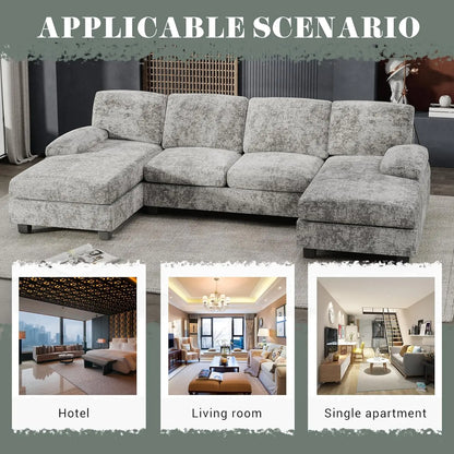Convertible Sectional Sofa with Double Chaise