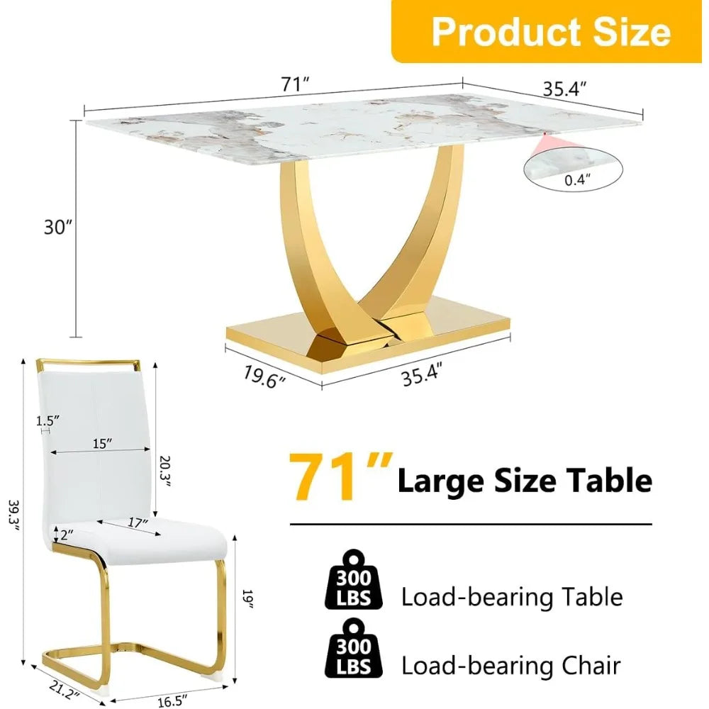 Marble Dining Table Set for 6