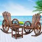 Outdoor Wooden Wagon Wheel Rocking Chairs Set
