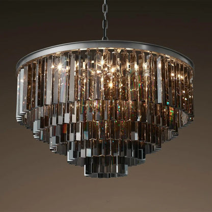 Elegant Smoky Gray Crystal Chandelier