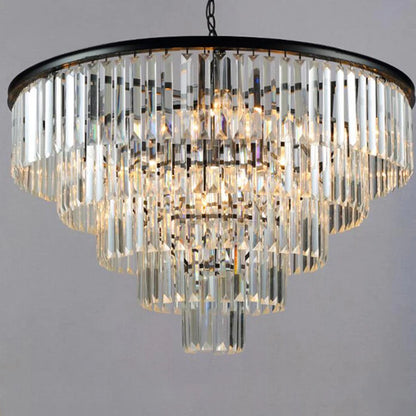 Elegant Smoky Gray Crystal Chandelier