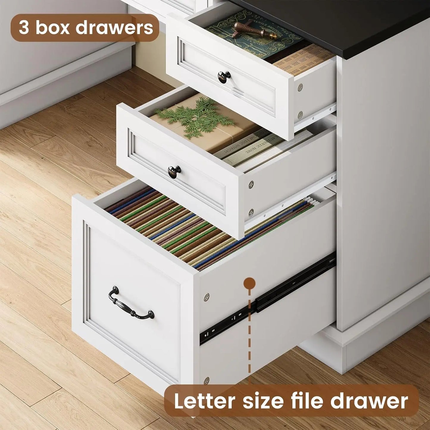 Farmhouse Office Desk with Drawers