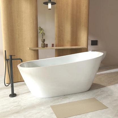 59" Gloss White Finish Freestanding Bathtub