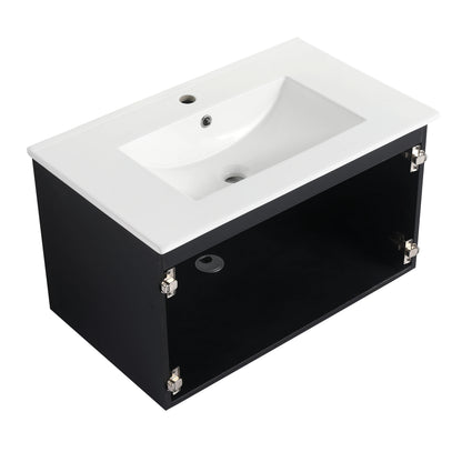 30'' Floating Wall-Mounted Bathroom Vanity With Ceramics Sink