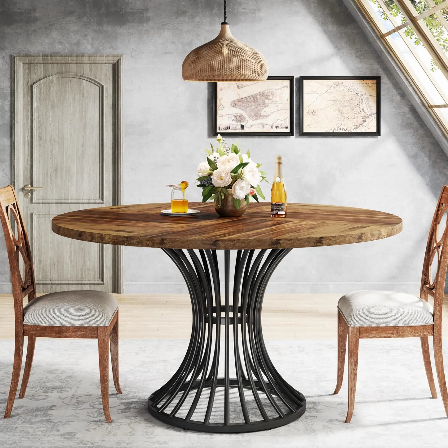 Round Kitchen Dining Table for 4-6 People