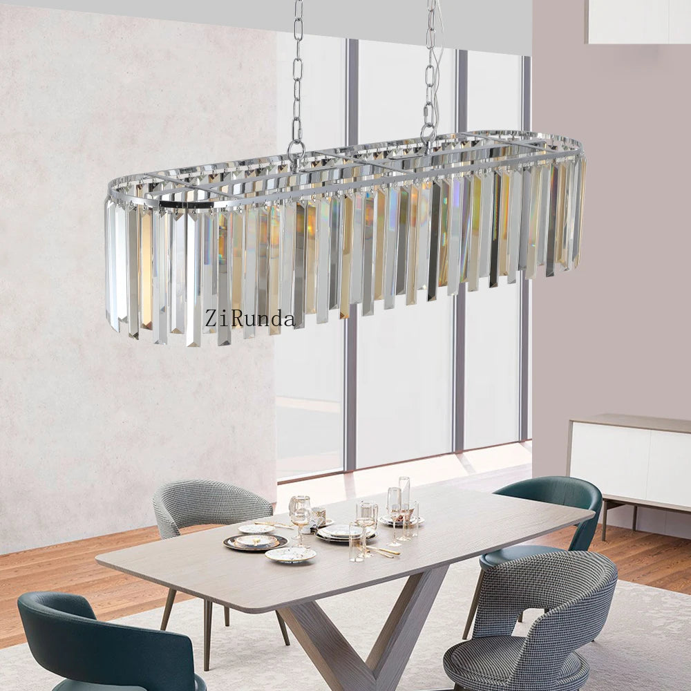 Modern 17" Chrome Crystal Pendant Chandelier