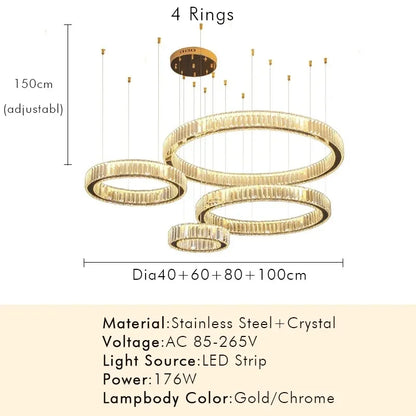 Modern Luxury Crystal Ring Chandelier