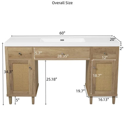 60 Inch Bathroom Vanity with SMC Sink