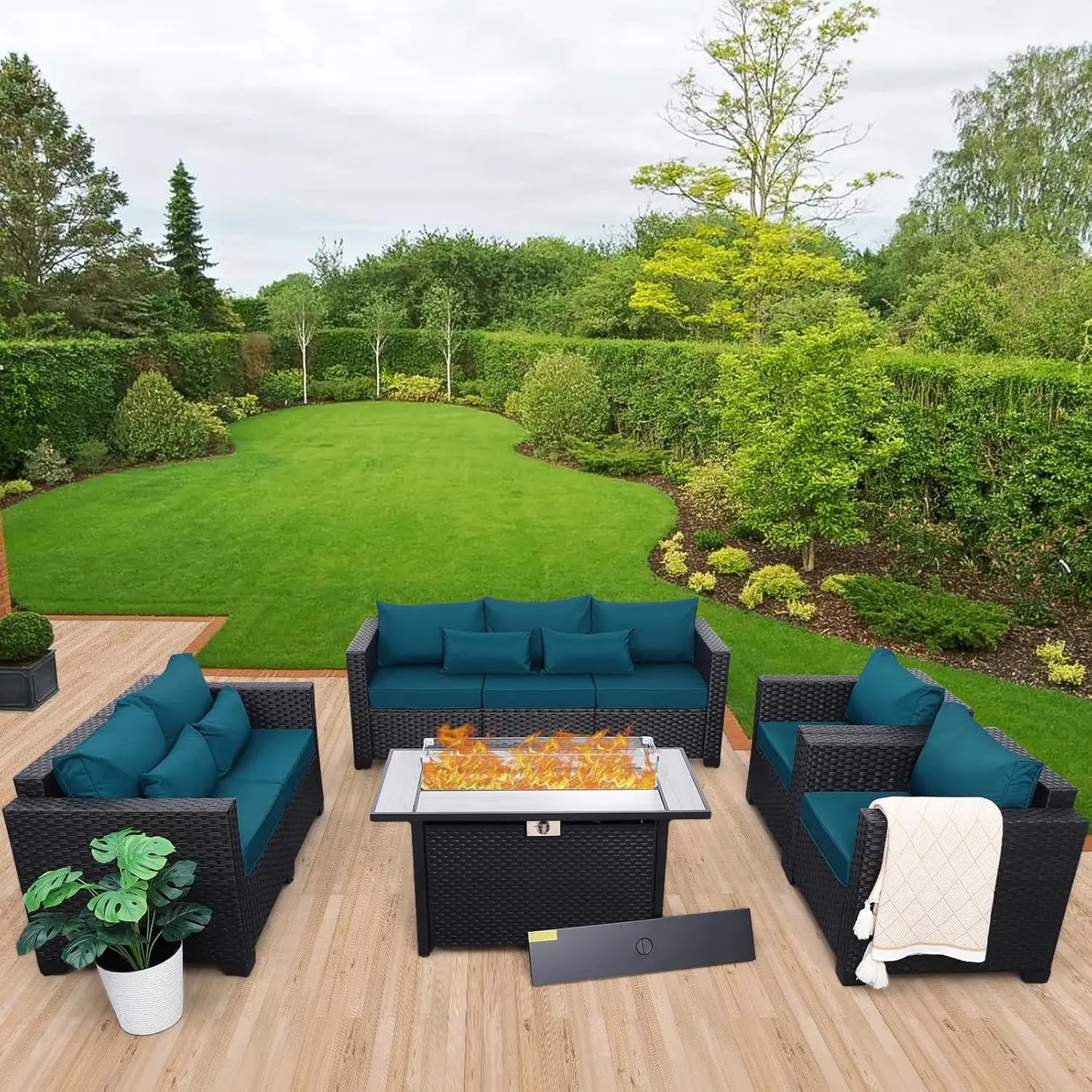 Outdoor Patio Furniture Set With 45In Fire Pit