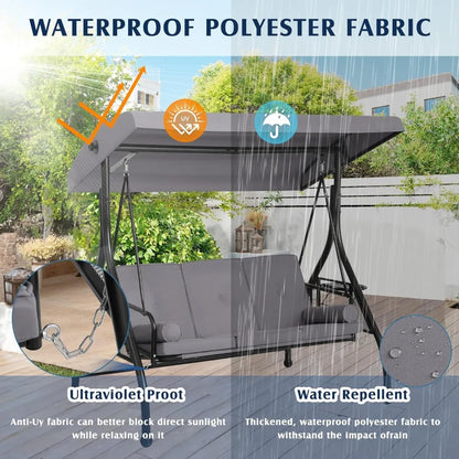 Outdoor 2 in 1 Porch Bed Swing with Canopy and Cup Stand