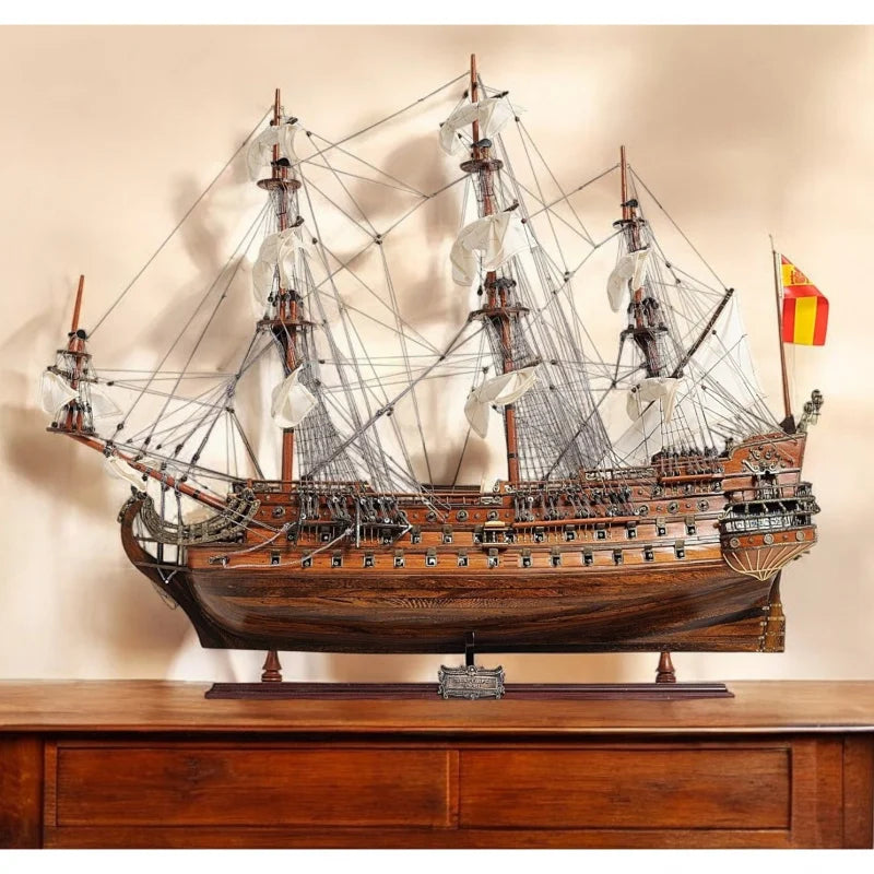 Chrome and Brass Retro Sailboat Model Desktop Decoration