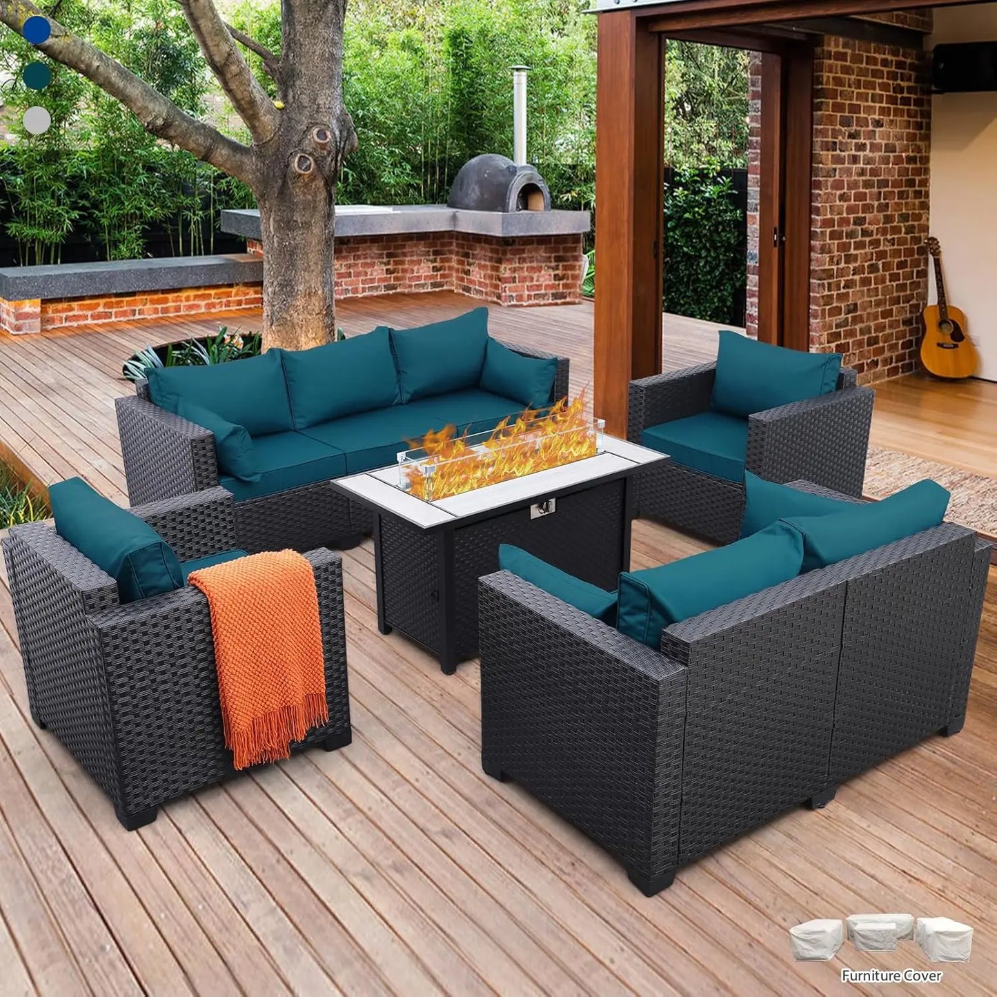 Outdoor Patio Furniture Set With 45In Fire Pit