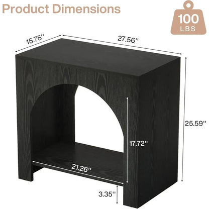 Black Wooden Nightstand with Storage