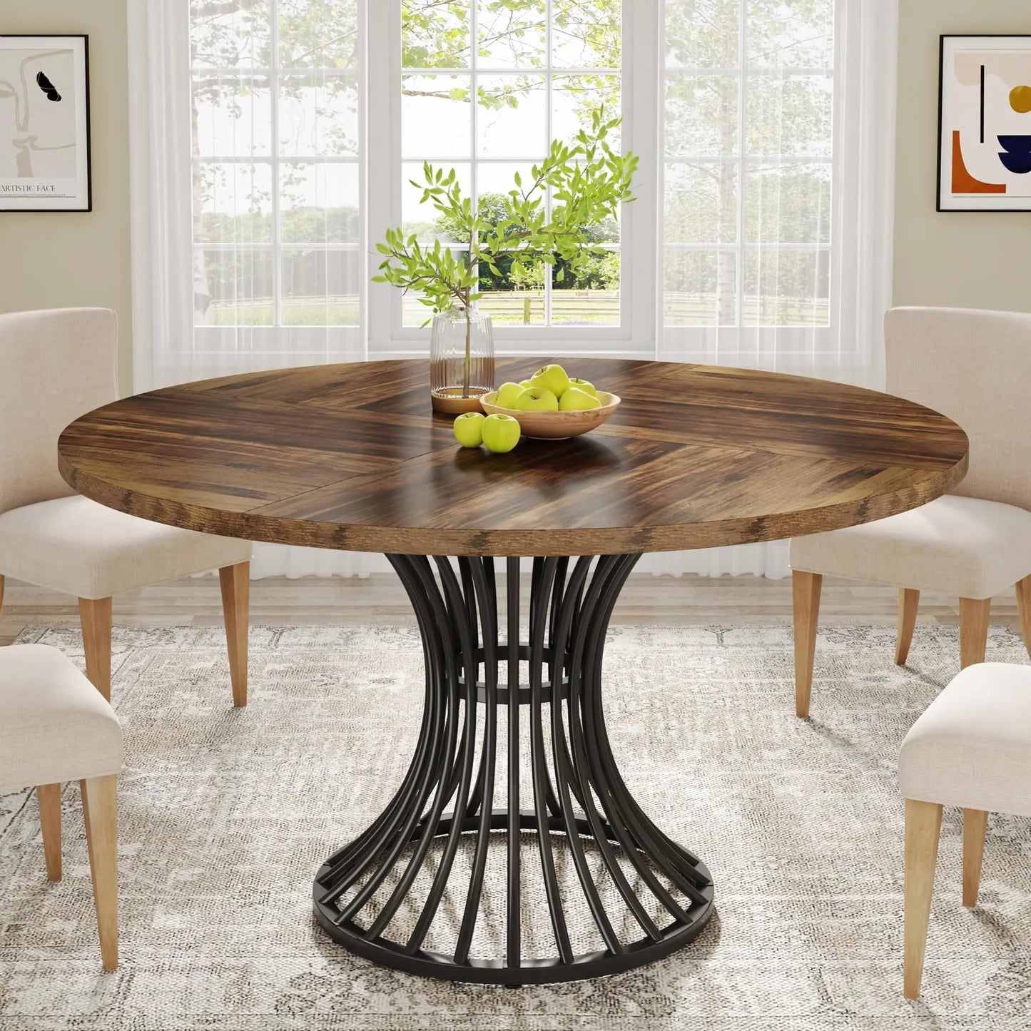 Round Kitchen Dining Table for 4-6 People