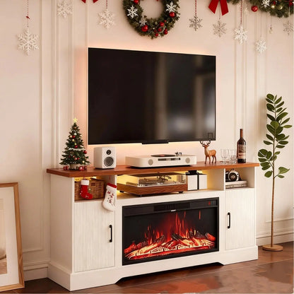 Farmhouse Electric Fireplace TV Entertainment Center