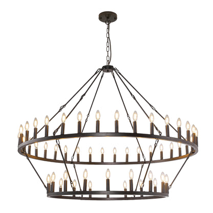 Modern Rustic 2 Tiers Wagon Wheel Chandelier