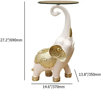 White Elephant Side Table Resin Statue