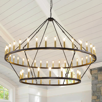 Modern Rustic 2 Tiers Wagon Wheel Chandelier