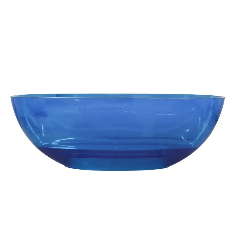 64" Blue Acrylic Freestanding Soaking Bathtub