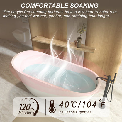 59" Gloss White Finish Freestanding Bathtub