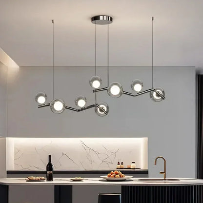 Smoky Gray Glass Led Hanging Chandelier