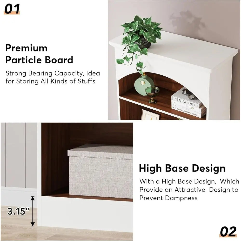 2-Piece Vintage White Oak Bookshelf Set