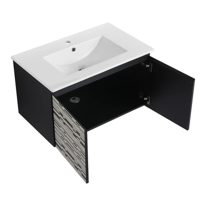 30'' Floating Ceramics Sink w/ Soft-Close Cabinet Door