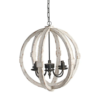 22" 6 Light Candelabra Style Wood Chandelier