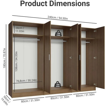6 Doors Bedroom Organization Unit (Rustic)