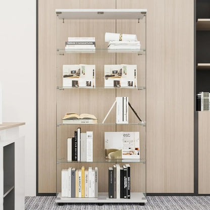 Glass Display Cabinet with 5 Shelves