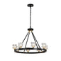 Matte Black & Gold Wagon Wheel Chandelier