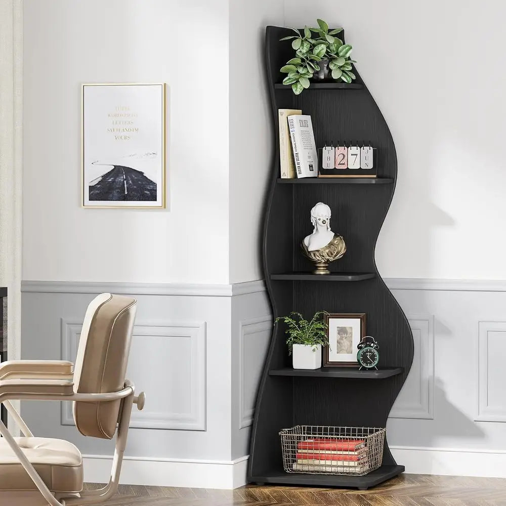 5-Shelf Modern Compact Bookshelf